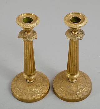 LJUSSTAKAR, 1 par, brons, empire, 1800-talets första hälft.