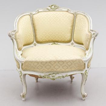 SALONGSGRUPP, 4 delar, rokokostil, 1900-talets mitt.