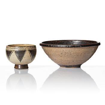 Anders Bruno Liljefors, two stoneware bowls, Gustavsberg studio, Sweden 1950-60s.