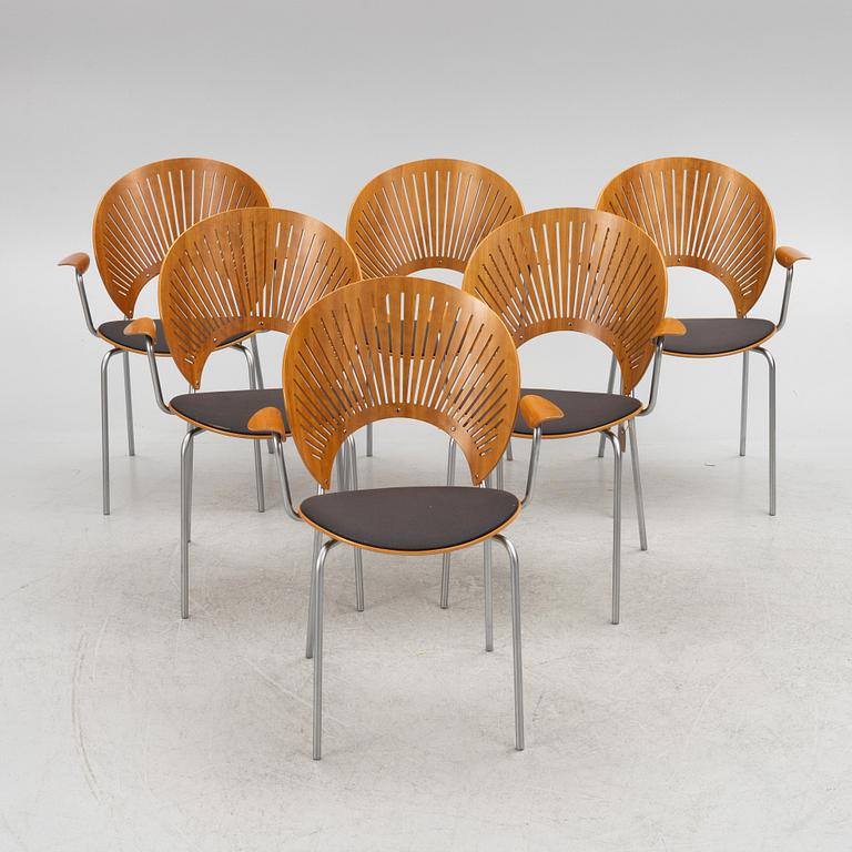 Nanna Ditzel, six "Trinidad" chairs, Fredericia, Denmark.