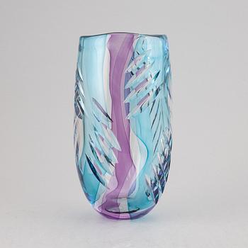 A unique glass vase by Anna Ehrner, Kosta Boda, signed.