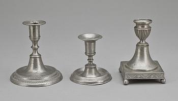 LJUSSTAKAR, 3 st, tenn, bl a Magnus Bergman, Malmö 1800.