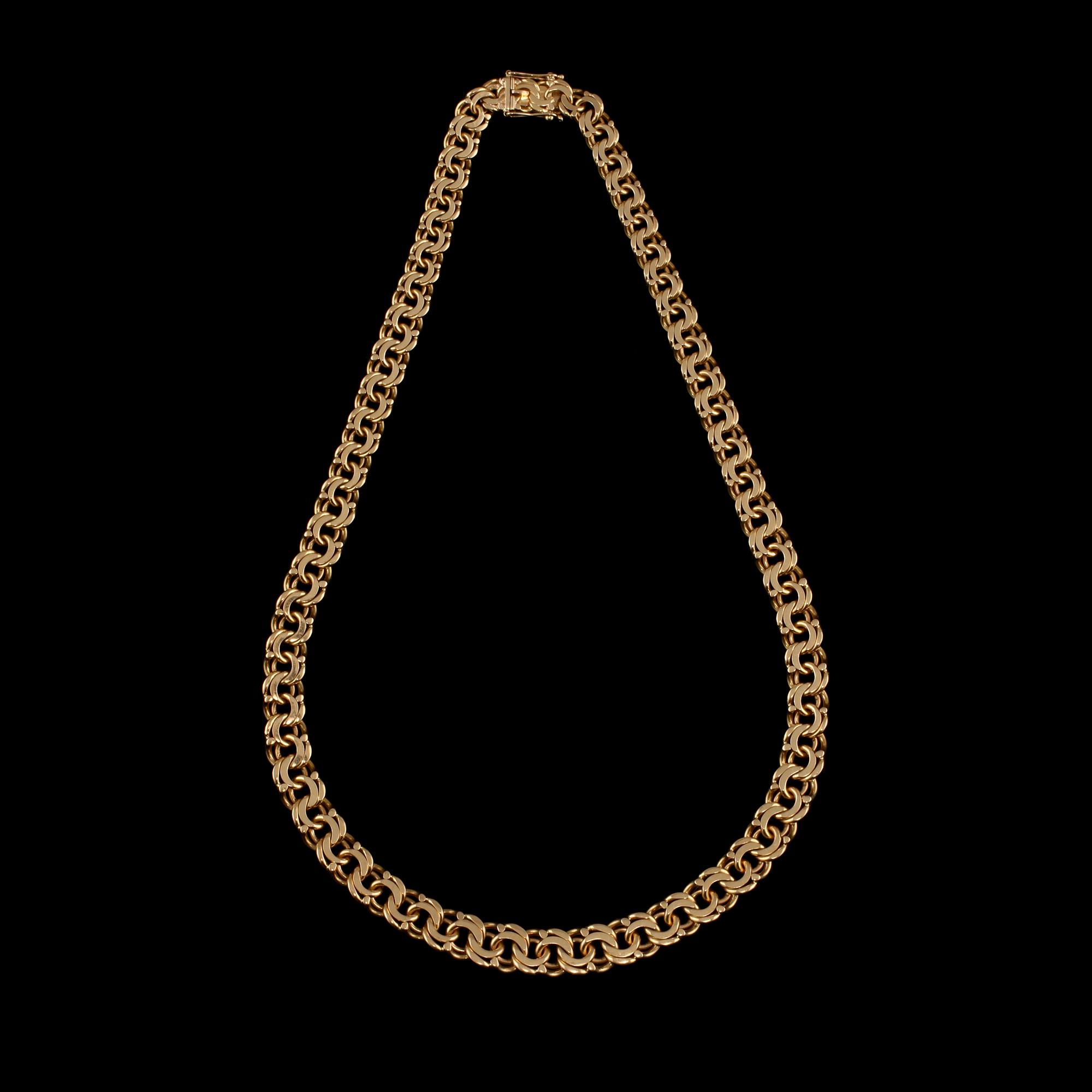 HALSKEDJA, 18k guld, Ahrenbecks Juvelsmide, Kungsbacka, 1999. Vikt 80 g.