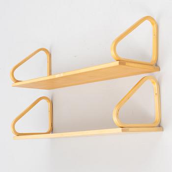 Alvar Aalto, a pair of wall shelves, model 112B, Artek, Finland, late 20th century.