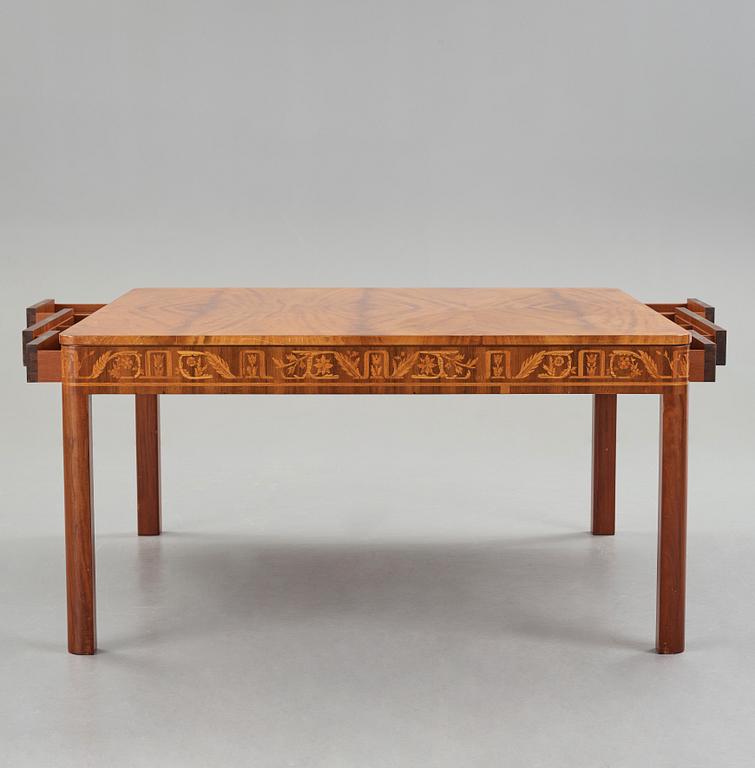 Carl Malmsten, a mahogany Swedish Grace partner's desk, Åtvidaberg, Sweden circa 1934.