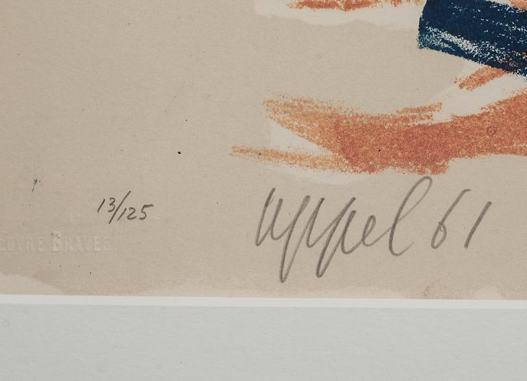 KAREL APPEL, färglitografi, signerad, daterad -61 och numrerad 13/125.
