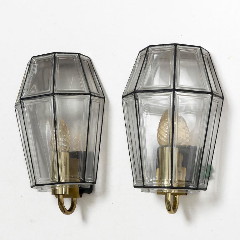 Vägglampor, ett par, Glashütte Limburg, 1900-tal.