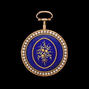 A gold and enamel pocket watch, F. Crump, London.