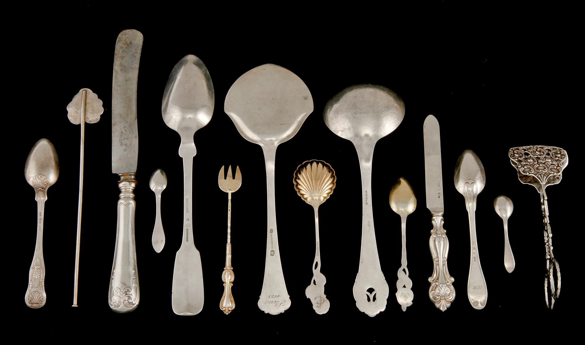 PARTI SILVER, 22 delar, 1800/1900-tal. Vikt 560 g.