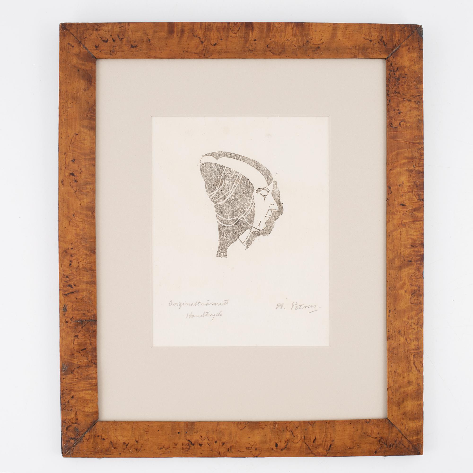 Anna Petrus, woodcut print, signed A. Petrus in pencil.