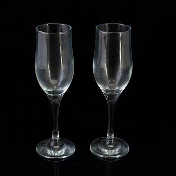 A set of ten 20th century champagne glasses.