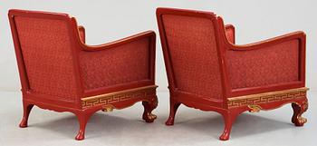 A pair of Otto Schulz armchairs by Boet, Sweden 1920-30's.