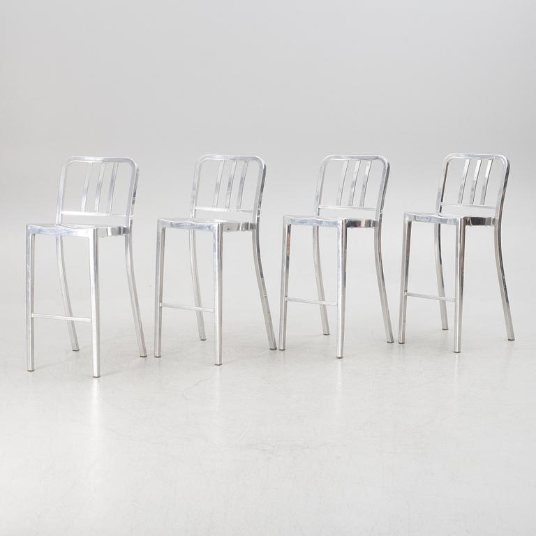 Philippe Starck, four 'Navy Chair' bar chairs, Emeco.