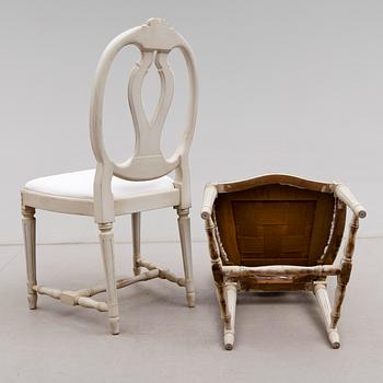 STOLAR, 6 st, snarlika, gustaviansk stil, 1900-talets andra hälft.