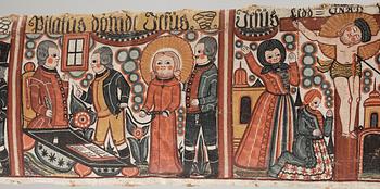 BONADSMÅLNING, allmoge, 1800-tal. Tillskriven Johannes Nilsson, Brearedsskolan, Halland.