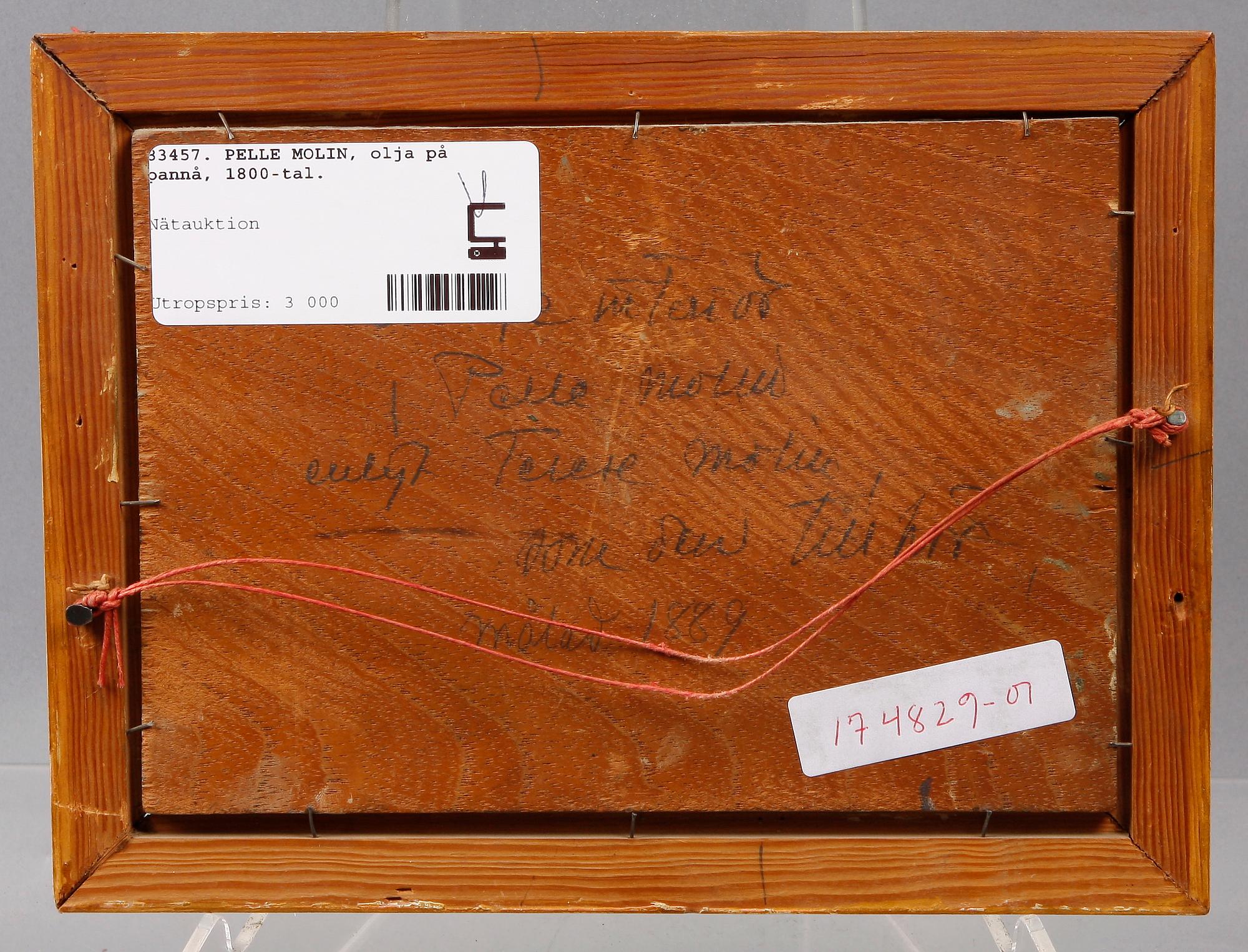 PELLE MOLIN, olja på pannå, 1800-tal.