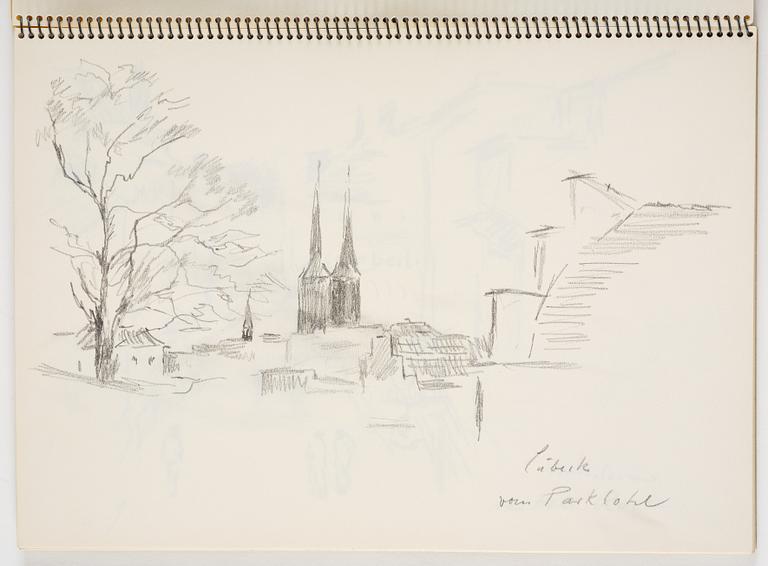 Lotte Laserstein, Skissblock med 23 teckningar varav 3 signerade.