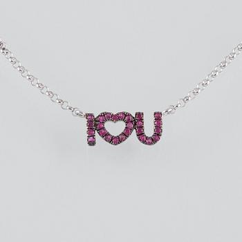 COLLIER, 18K vitguld med fasettslipade rosa safirer ca 0.12 ct. Vikt 1,8 gram.