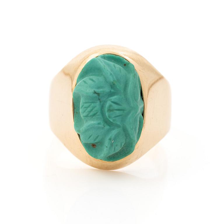 Waldemar Jonsson, 18K gold ring with a turquoise-coloured stone, Skara, 1987.