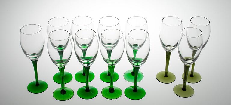 VINGLAS, 9+3 st, Iittala, 1900-tal.