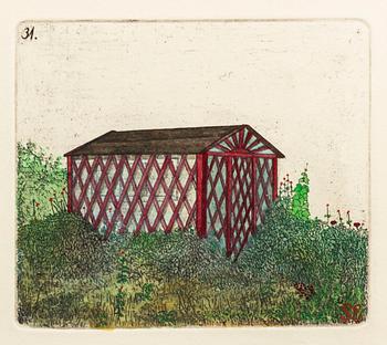 STEN EKLUND, hand colored etching, signed.