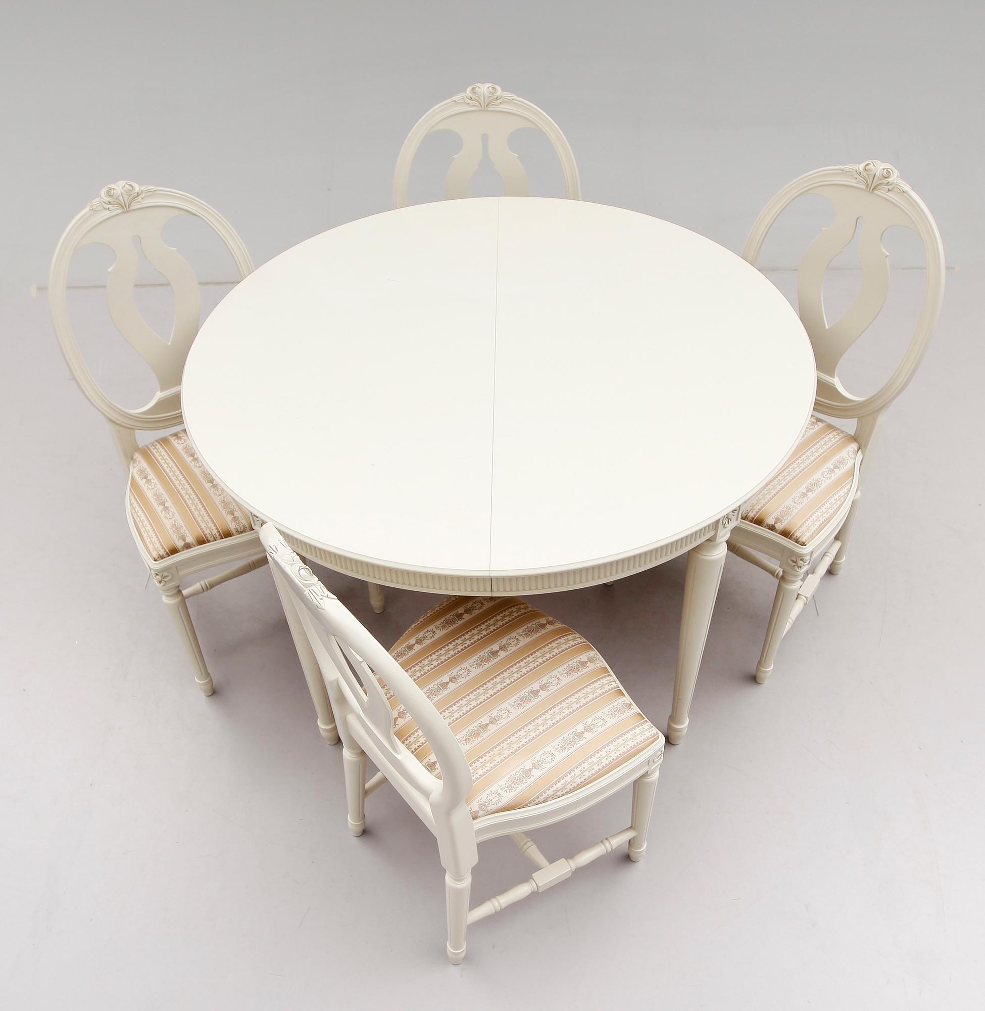 MATGRUPP, 5 delar, gustaviansk stil, 1900-talets andra hälft.