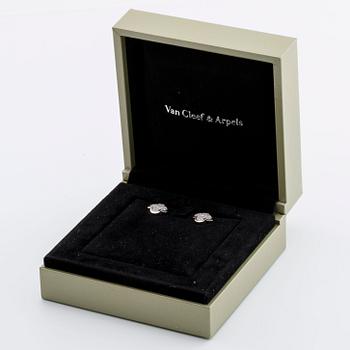 van CLEEF & ARPELS  EARRINGS 18K whitegold w brilliant-cut diamonds  0,38 ct "Alhambra" collection, original case.