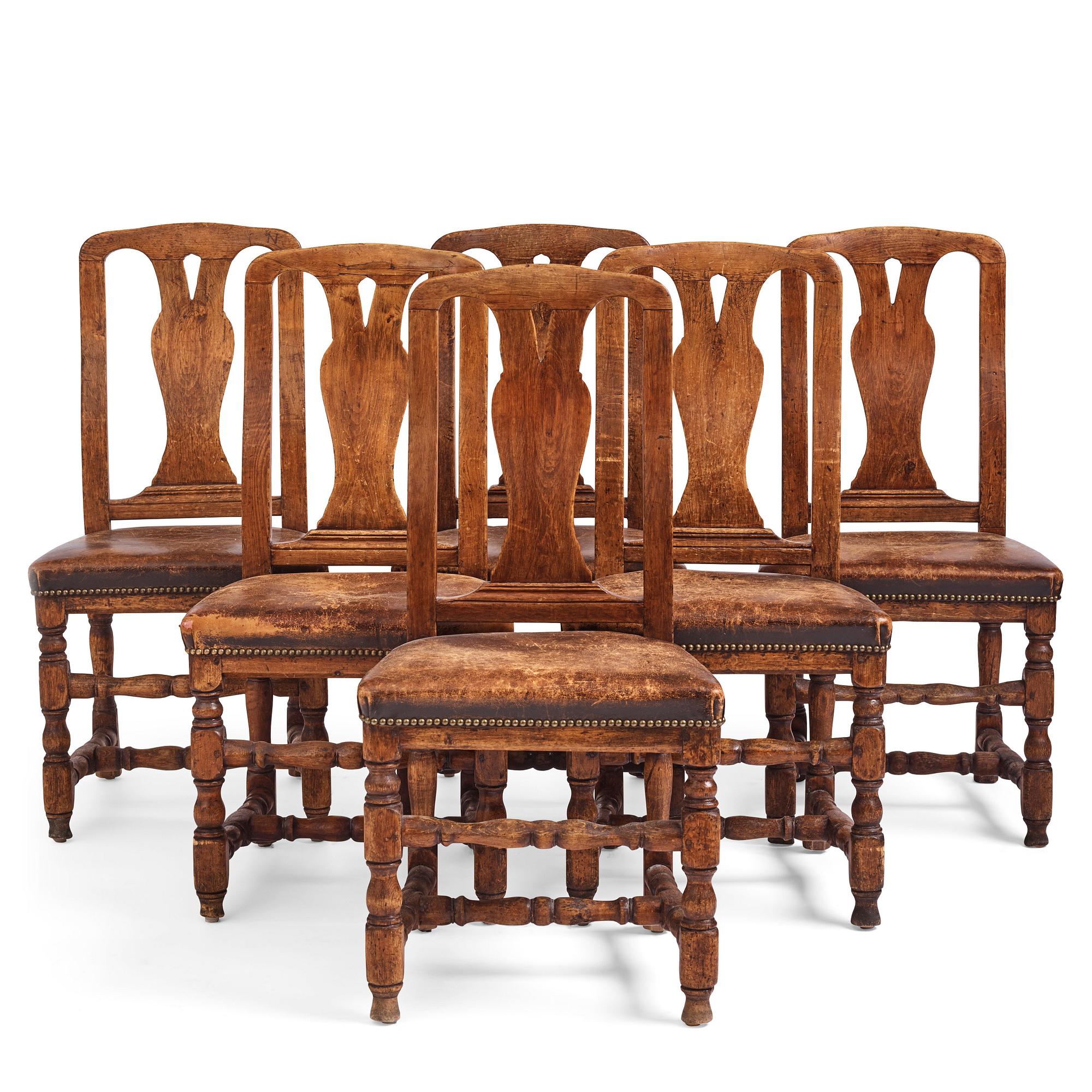 A set of six late Baroque chairs by A. Thunberg (master 1768).