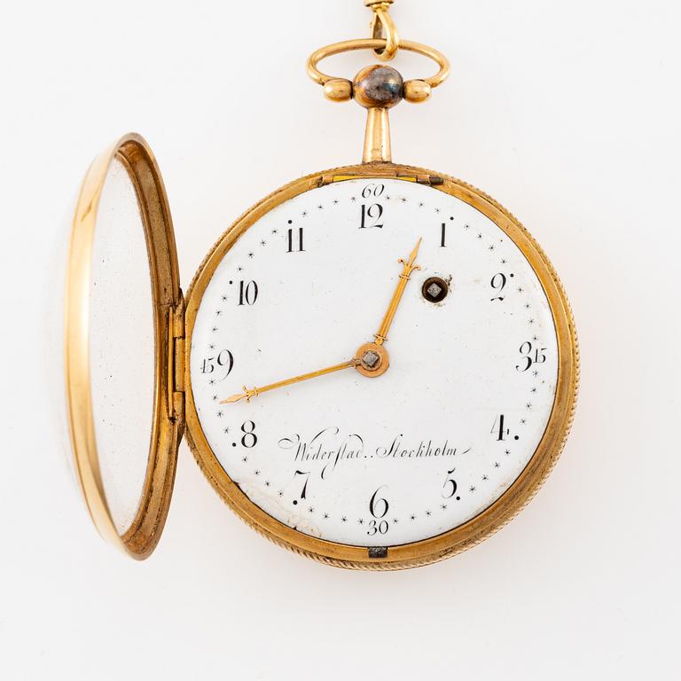 An 18k gold pocket watch by J. Widerstad (watchmaker in Stockholm 1785-1834).
