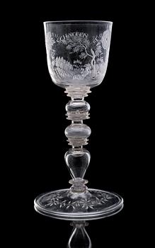 1375. A German baroque wine goblet, first part of 18th Century.