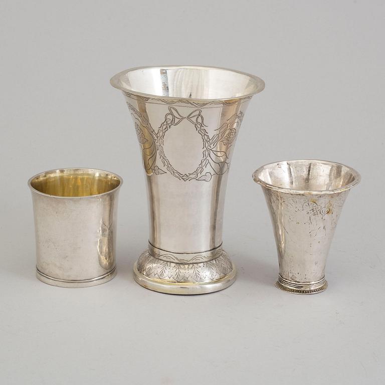 THREE SWEDISH SILVER BEAKERS, 18th/19th century.