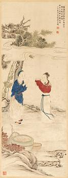 1530. MÅLNING, akvarell på siden. Qing dynastin (1644-1912).