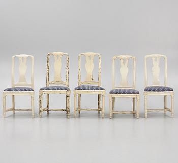 An assembled suite of sixteen Transitional chairs, Stockholm, later part of the 18th century.