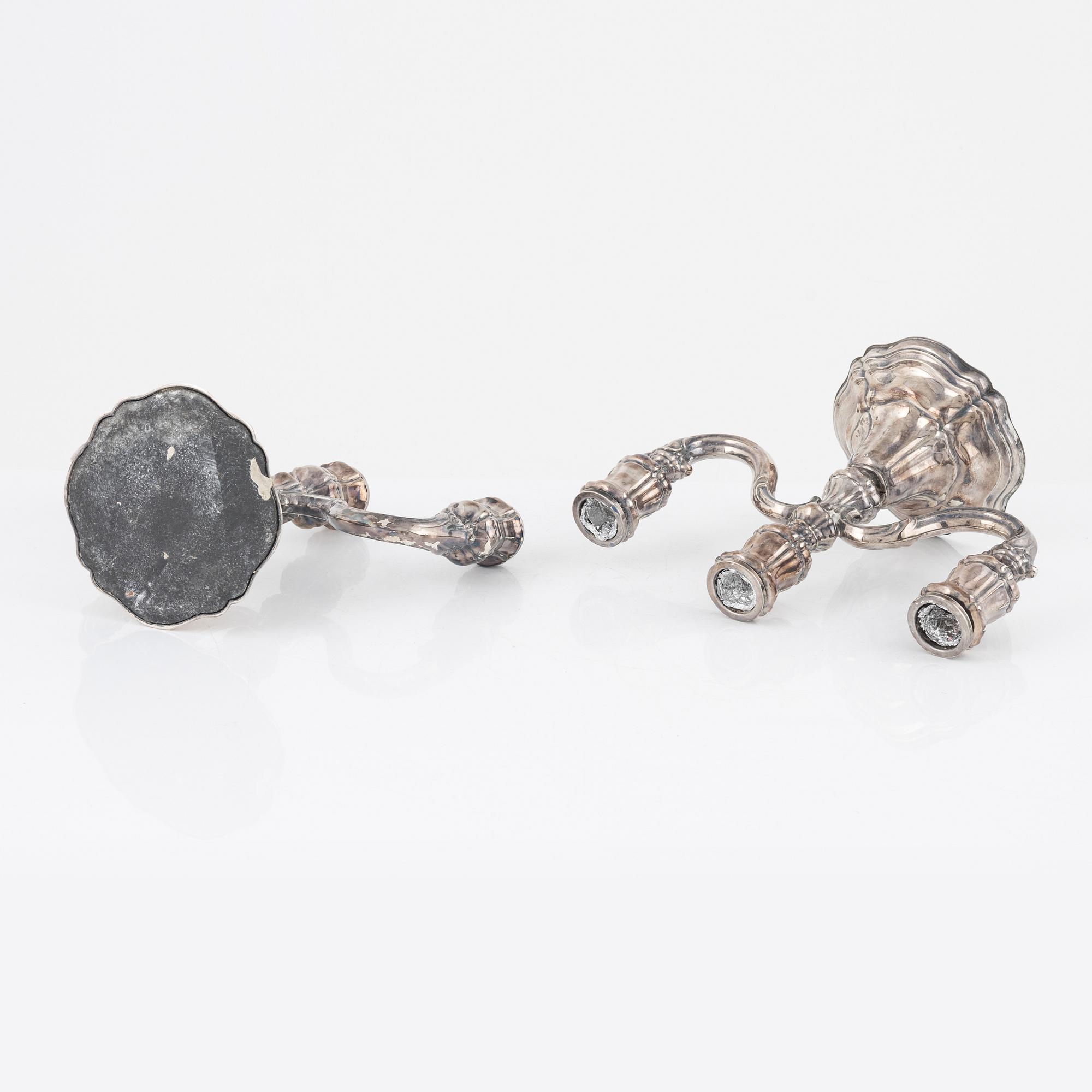 Kandelabrar, 925 sterlingsilver, ett par, tyska stämplar samt svenska importstämplar. 1900-tal.