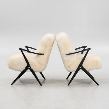 A pair of Swedish armchairs, 1950's.