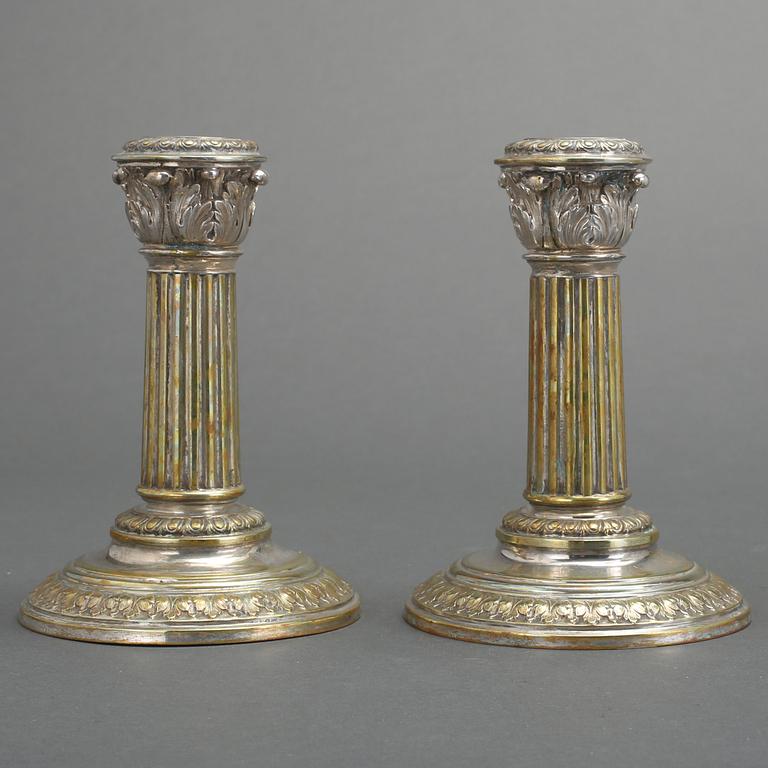 LJUSSTAKAR, ett par, silver, Lars Larson & Co, Stockholm, 1891. Vikt ca 289g.