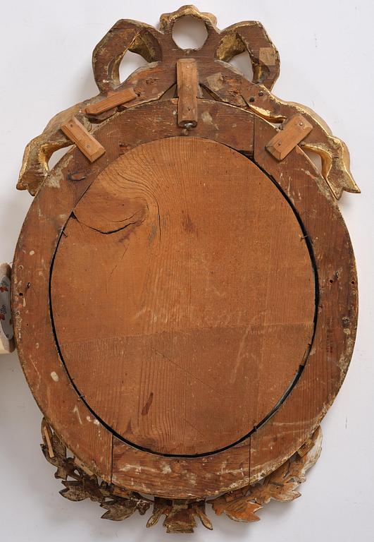 A pair of late Gustavian giltwood one light girandoles, Stockholm, circa 1800.