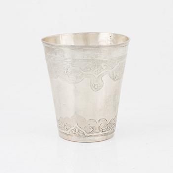 Bägare, silver, F Wissing, Odense, Danmark 1745-70.