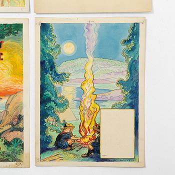 Gunnar Widholm, Book illustrations, 4 pieces.