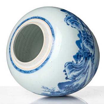 A large blue and white  jar, Qing dynasty, early 18th Century.