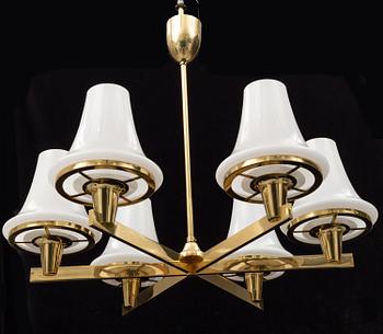 HANS-AGNE JAKOBSSON, a brass ceiling light and wall light from Markaryd, 1960's.