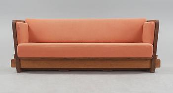 An Axel Einar Hjorth stained pine sofa 'Lovö'. Nordiska Kompaniet Sweden 1930's.