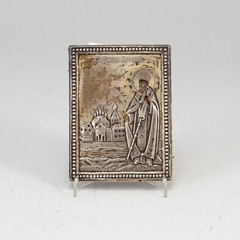 A Russian late 19th century icon, unidentified makers mark, St. Petersburg. .