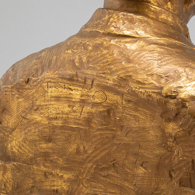 TORE STRINDBERG, a gold patined plaster sculpture, signed and dated -06.