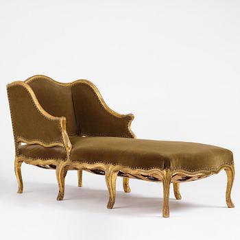 A French Louis Xv giltwood lit de repos, later part 18th century.