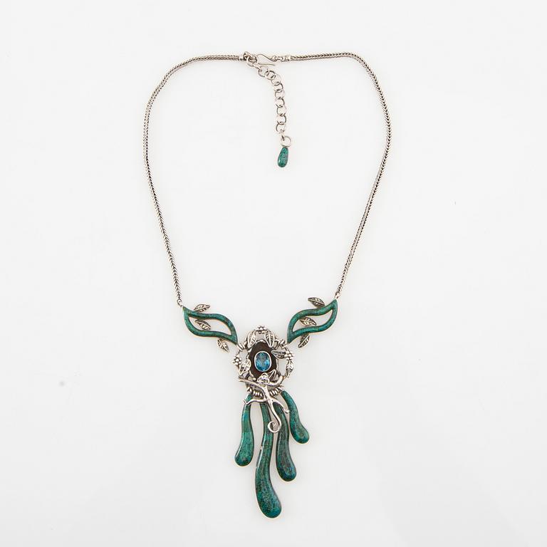 Necklace silver with set gemstones, Ilaria, Peru.