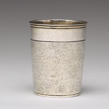 A German 17th century parcel-gilt silver beaker, mark of Thomas Ringler, Nürnberg (1661-1704).