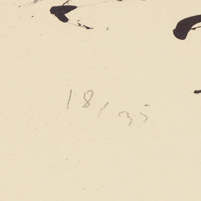 Asger Jorn, färglitografi, daterad 58 och numrerad 18/35 med blyerts.