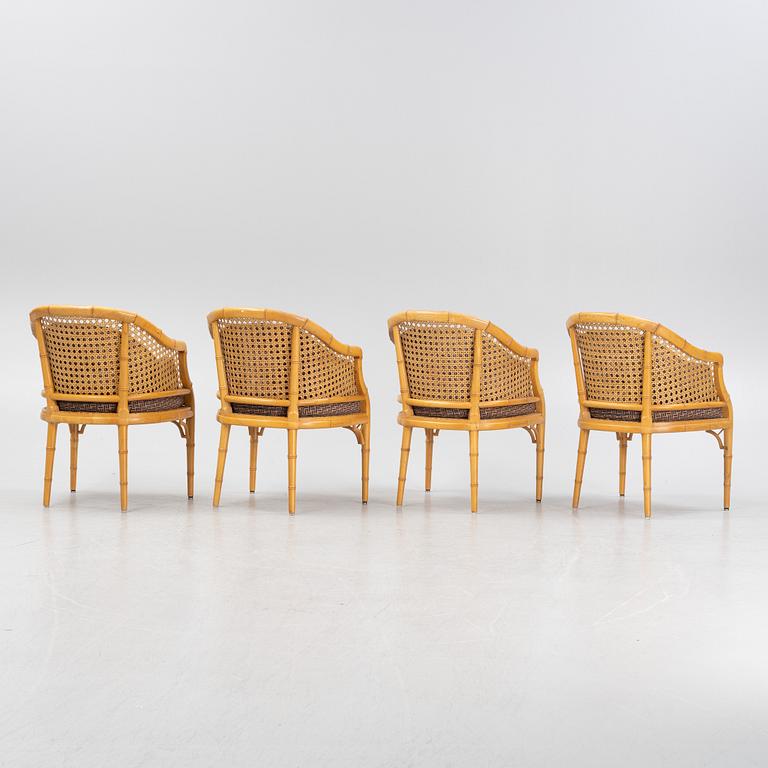 A set of 4 rattan armchairs, second half of the 20th century.
