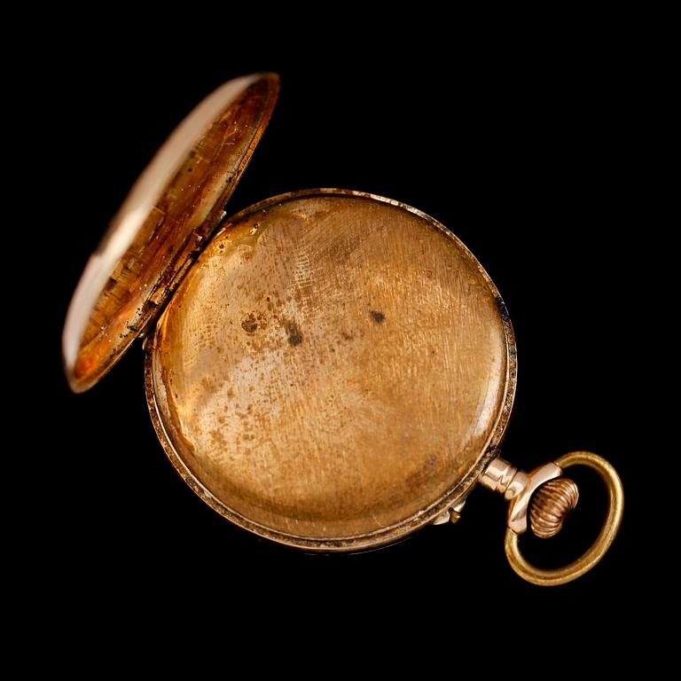 FICKUR, 14 k guld, omkring år 1900.
